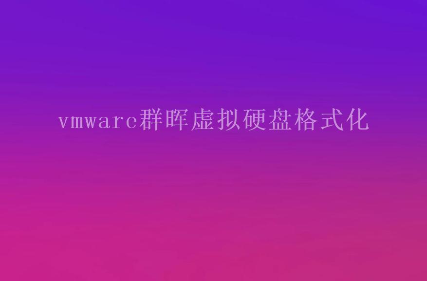 vmware群晖虚拟硬盘格式化1