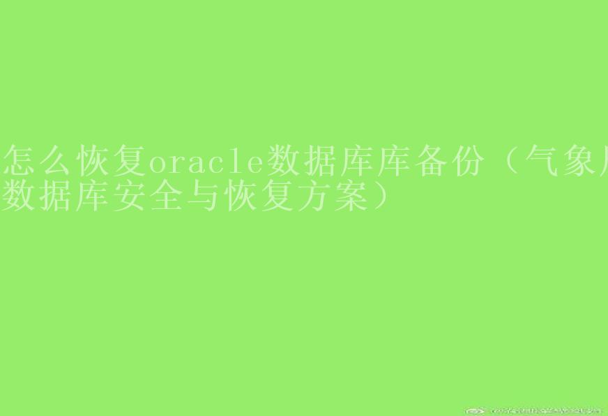 怎么恢复oracle数据库库备份（气象局数据库安全与恢复方案）2