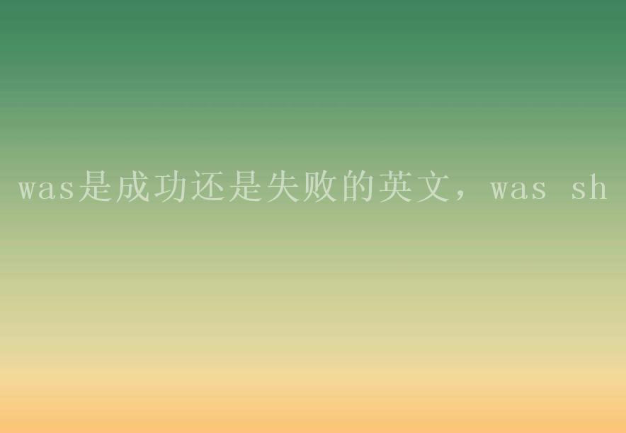 was是成功还是失败的英文，was sh2