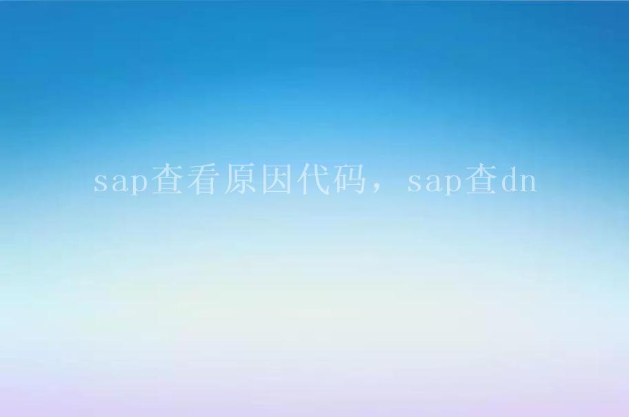 sap查看原因代码，sap查dn1