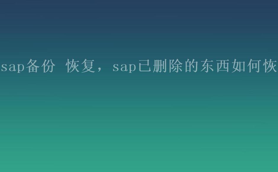 sap备份 恢复，sap已删除的东西如何恢复1