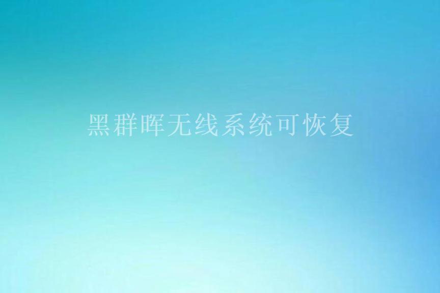 黑群晖无线系统可恢复1