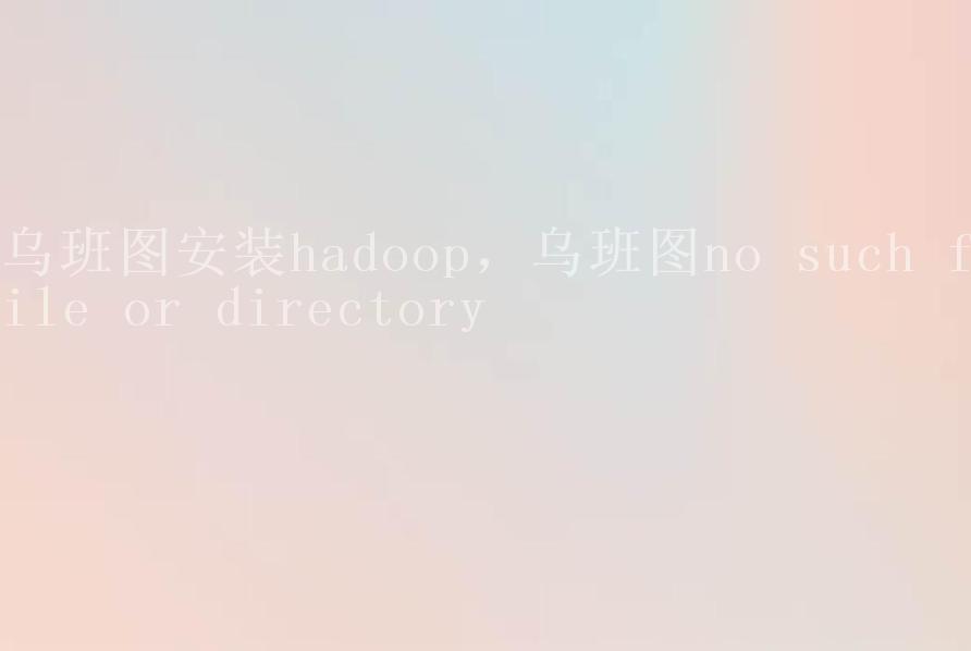 乌班图安装hadoop，乌班图no such file or directory2