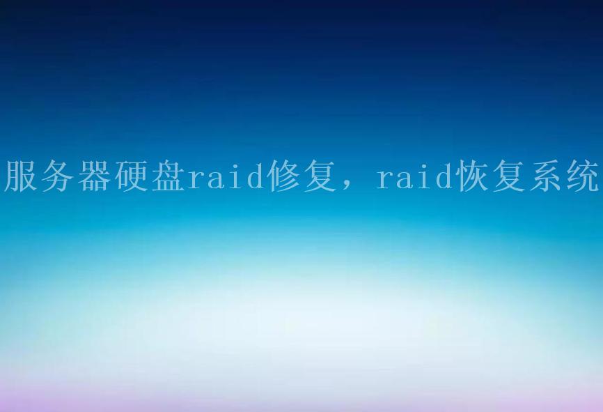 服务器硬盘raid修复，raid恢复系统1