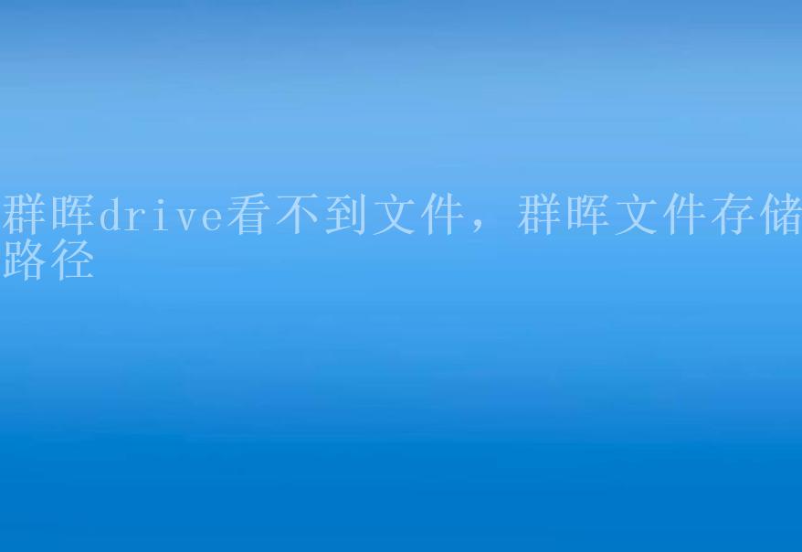 群晖drive看不到文件，群晖文件存储路径1