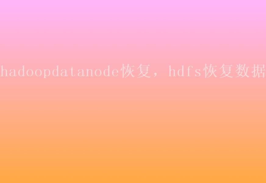 hadoopdatanode恢复，hdfs恢复数据2