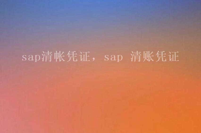 sap清帐凭证，sap 清账凭证2