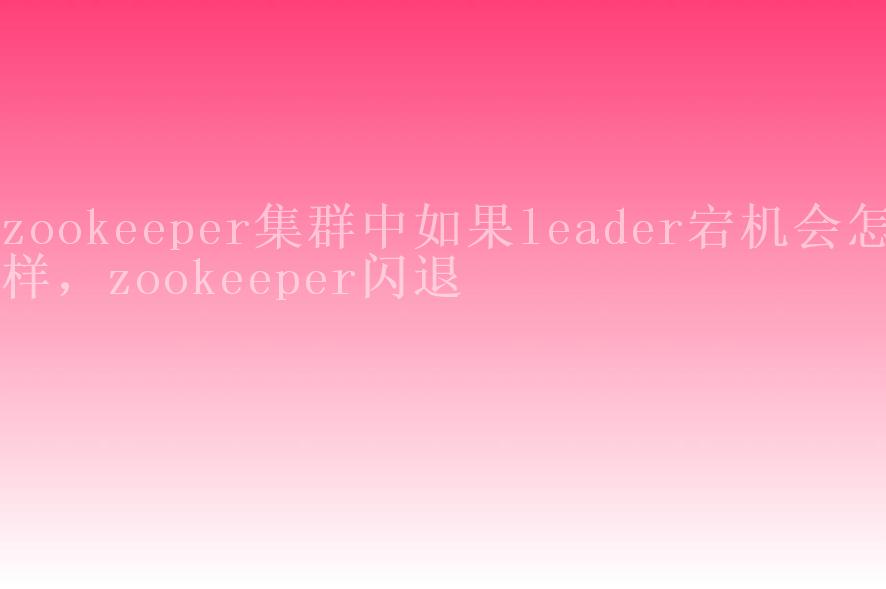 zookeeper集群中如果leader宕机会怎样，zookeeper闪退2