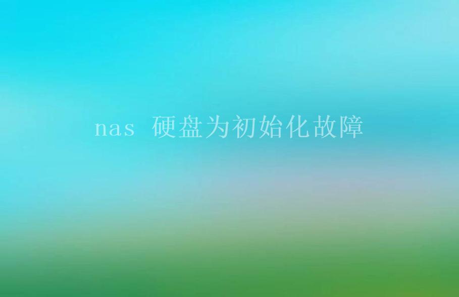 nas 硬盘为初始化故障2