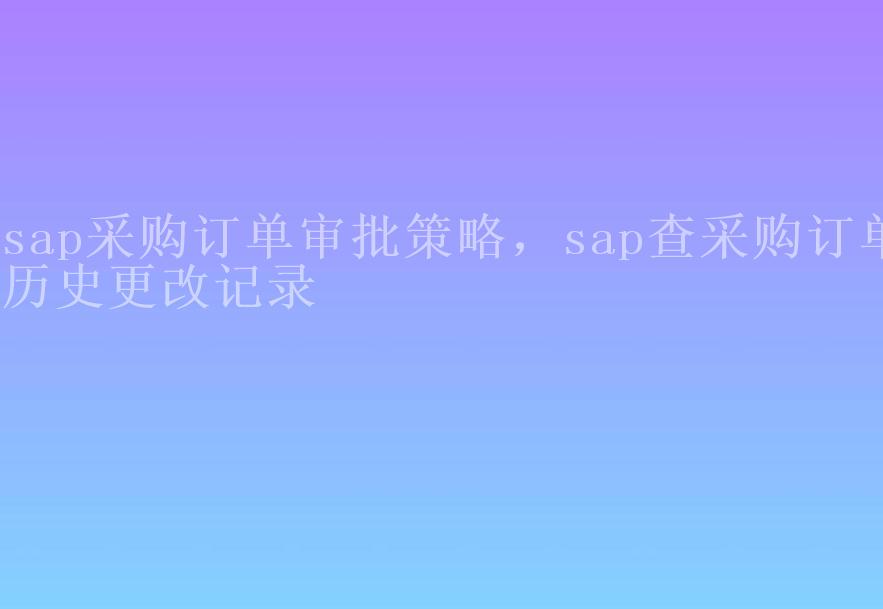 sap采购订单审批策略，sap查采购订单历史更改记录2