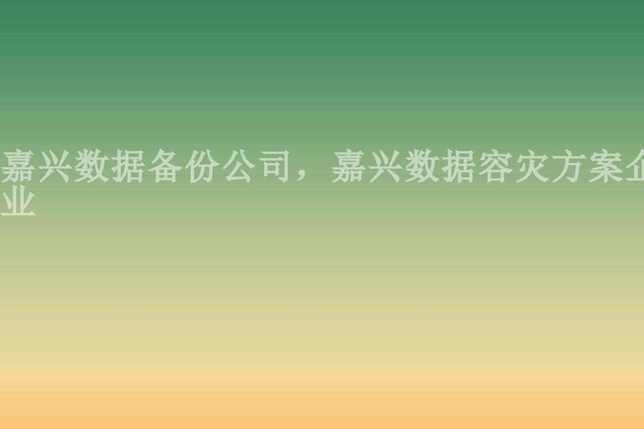 嘉兴数据备份公司，嘉兴数据容灾方案企业1