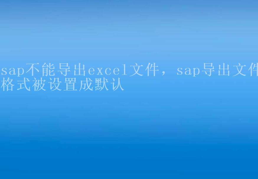 sap不能导出excel文件，sap导出文件格式被设置成默认2