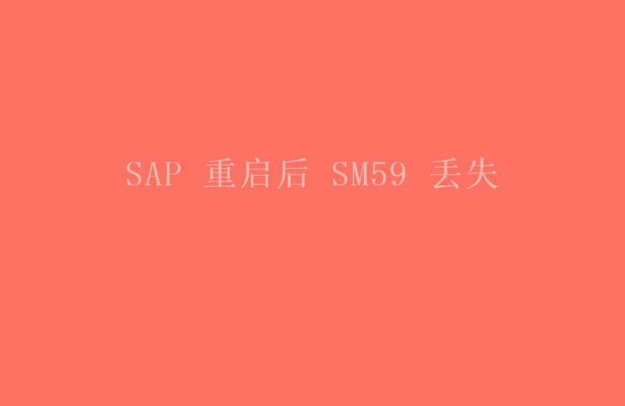 SAP 重启后 SM59 丢失2