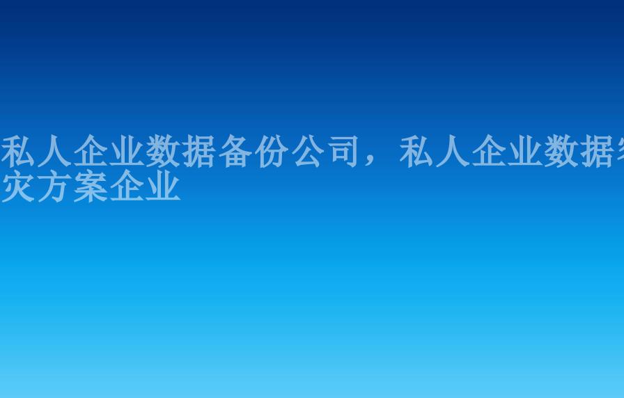 私人企业数据备份公司，私人企业数据容灾方案企业1