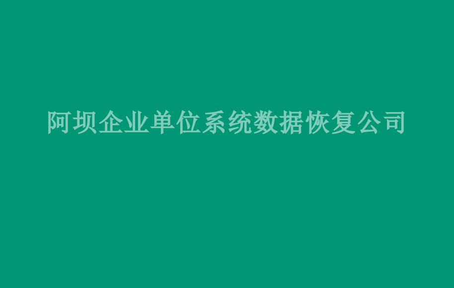 阿坝企业单位系统数据恢复公司2