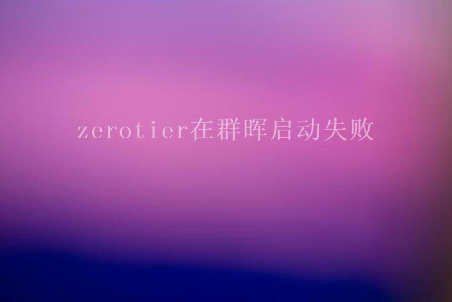 zerotier在群晖启动失败2