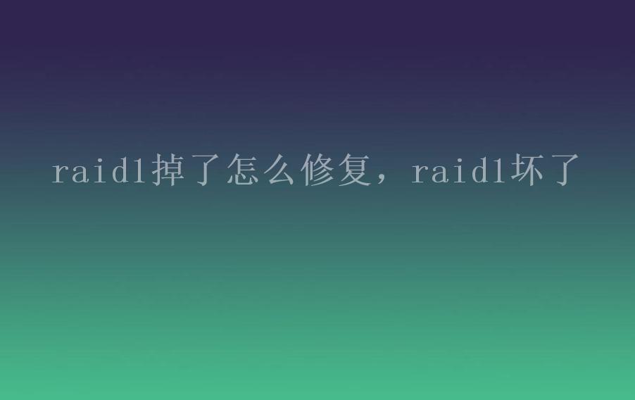 raid1掉了怎么修复，raid1坏了1