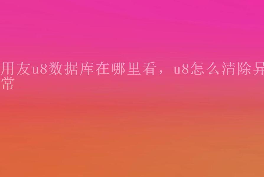 用友u8数据库在哪里看，u8怎么清除异常2