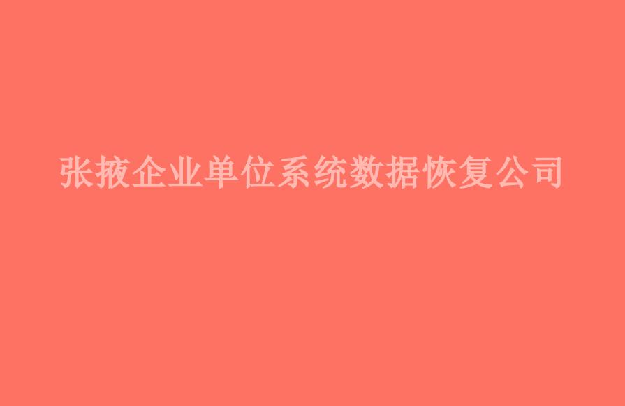 张掖企业单位系统数据恢复公司2