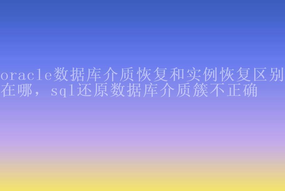 oracle数据库介质恢复和实例恢复区别在哪，sql还原数据库介质簇不正确1