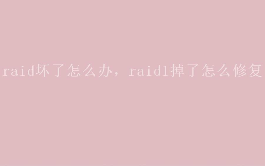 raid坏了怎么办，raid1掉了怎么修复1