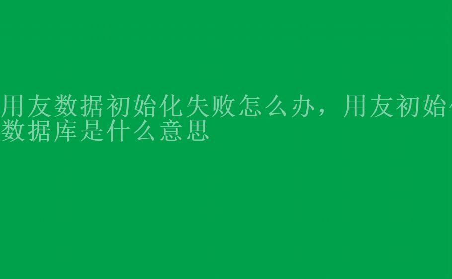 用友数据初始化失败怎么办，用友初始化数据库是什么意思2