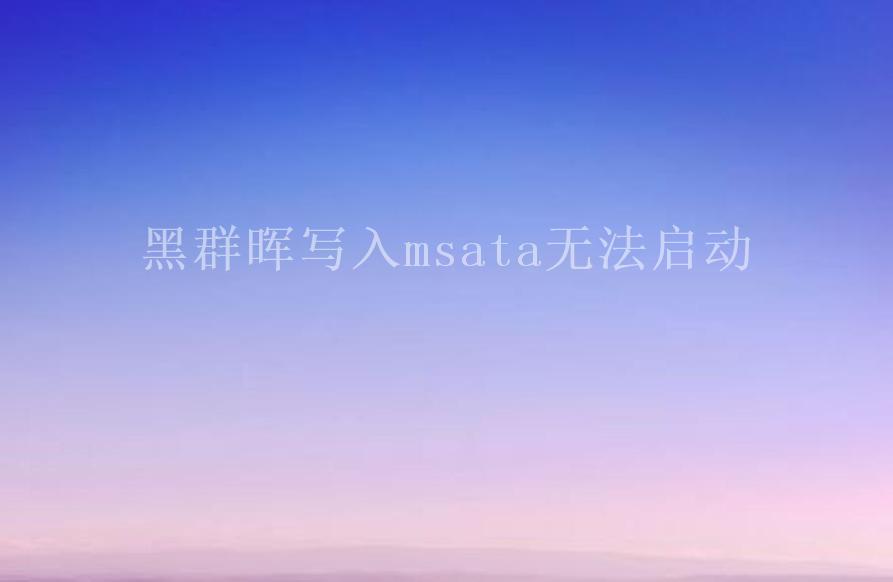 黑群晖写入msata无法启动1