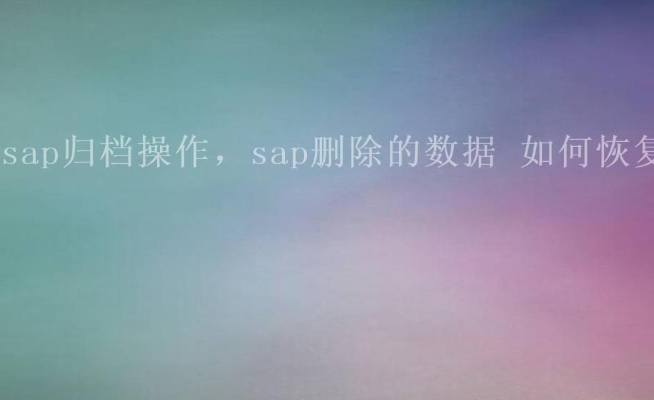 sap归档操作，sap删除的数据 如何恢复2