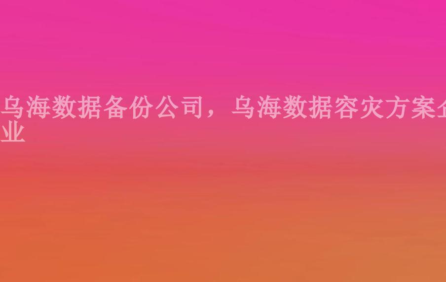 乌海数据备份公司，乌海数据容灾方案企业2