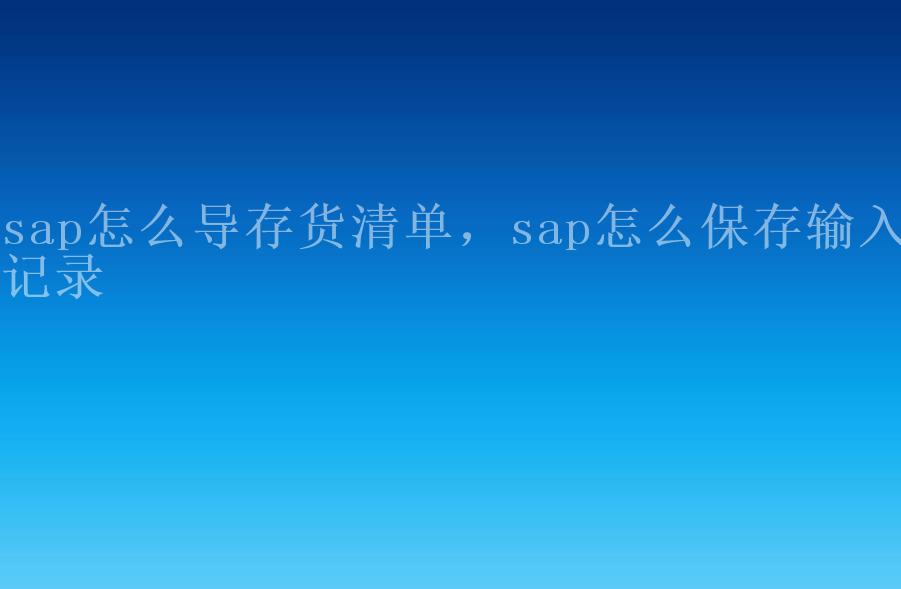 sap怎么导存货清单，sap怎么保存输入记录2