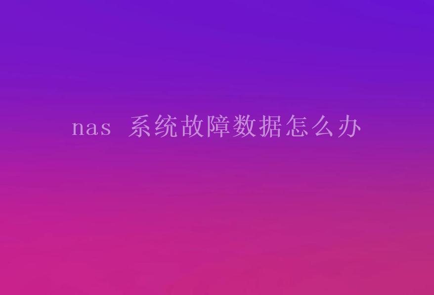 nas 系统故障数据怎么办2