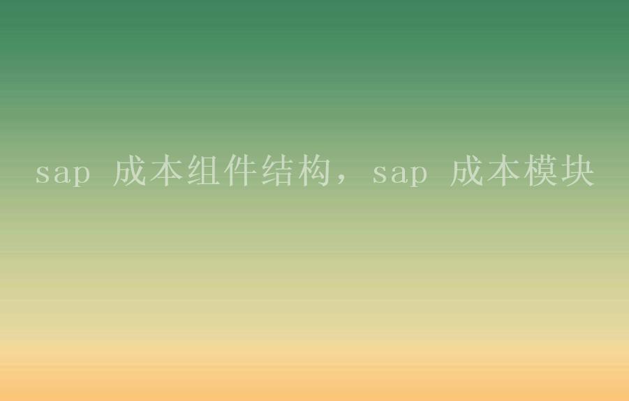 sap 成本组件结构，sap 成本模块1