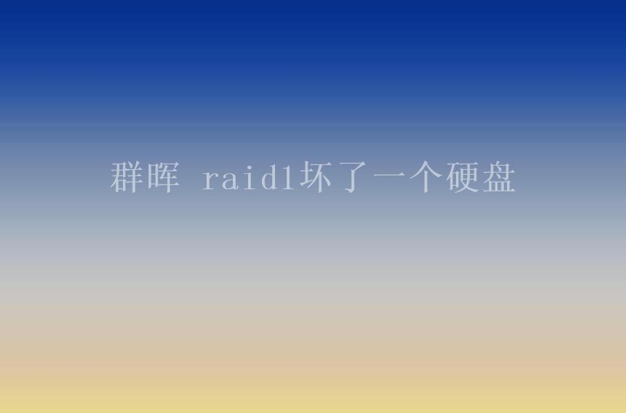 群晖 raid1坏了一个硬盘1