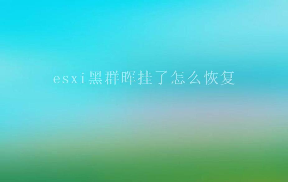 esxi黑群晖挂了怎么恢复1