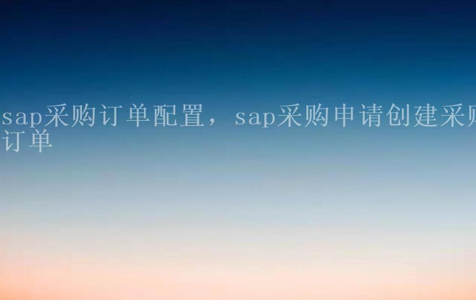 sap采购订单配置，sap采购申请创建采购订单1