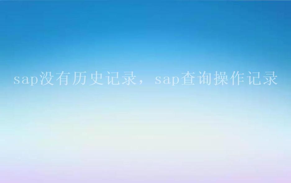 sap没有历史记录，sap查询操作记录2