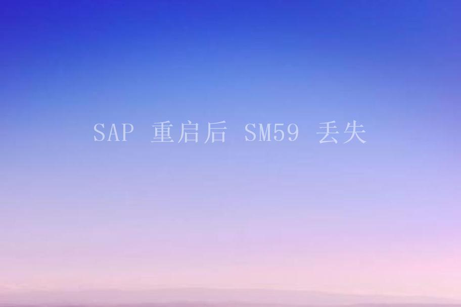 SAP 重启后 SM59 丢失1