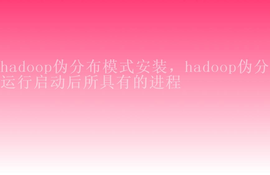 hadoop伪分布模式安装，hadoop伪分布运行启动后所具有的进程1