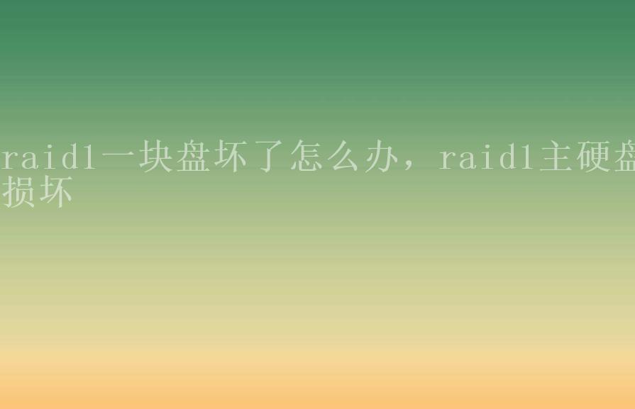 raid1一块盘坏了怎么办，raid1主硬盘损坏1