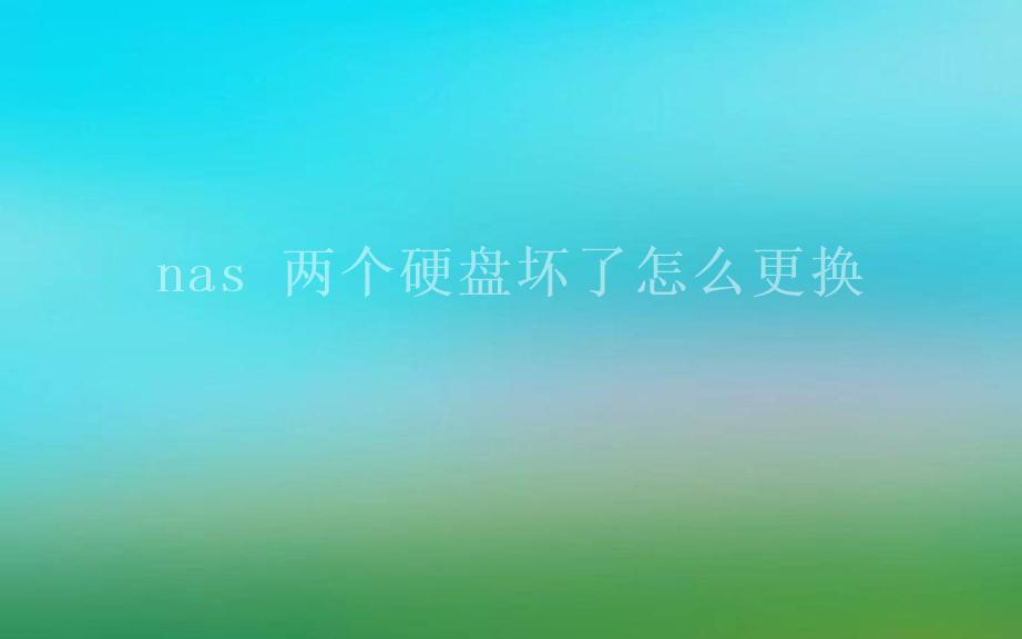 nas 两个硬盘坏了怎么更换1