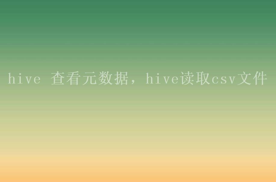 hive 查看元数据，hive读取csv文件2