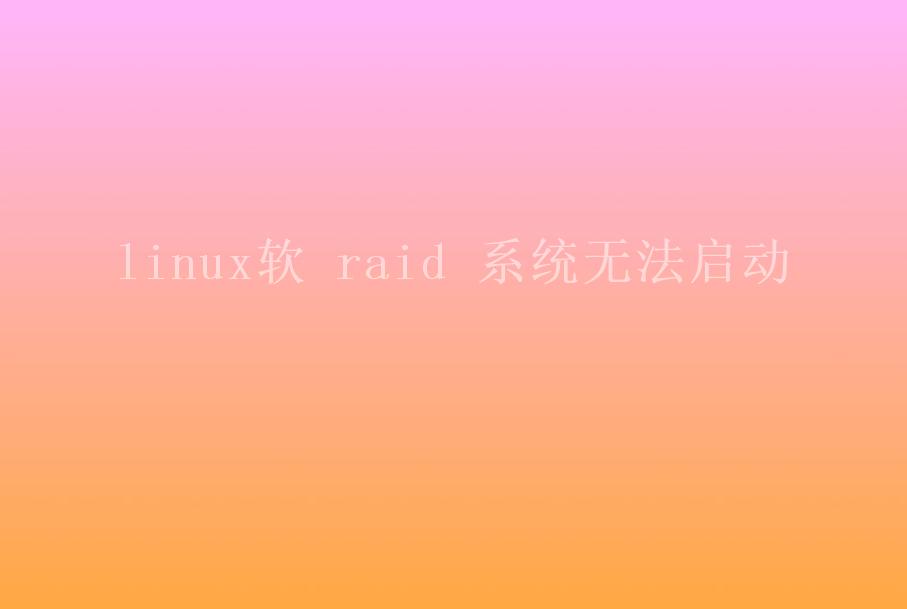 linux软 raid 系统无法启动2