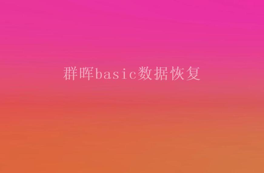 群晖basic数据恢复1