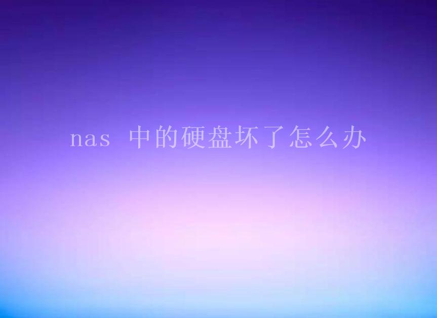 nas 中的硬盘坏了怎么办2