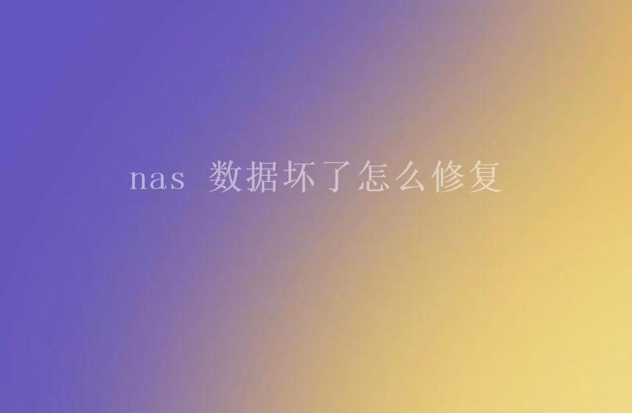 nas 数据坏了怎么修复2