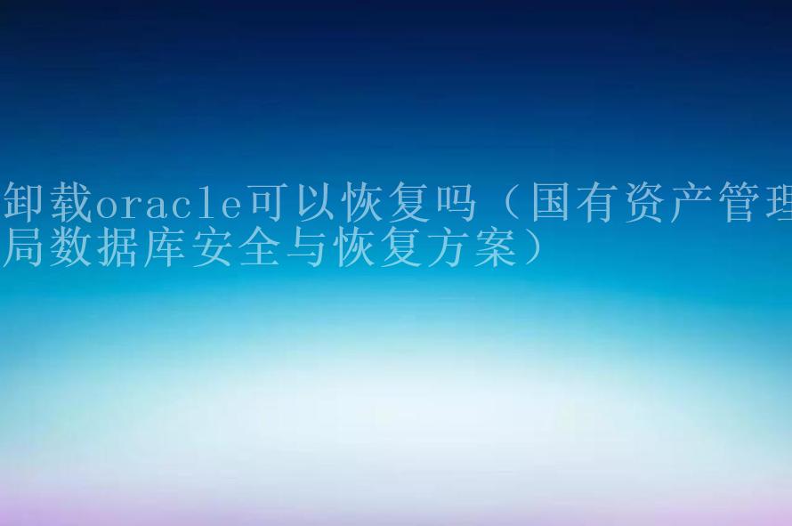 卸载oracle可以恢复吗（国有资产管理局数据库安全与恢复方案）1