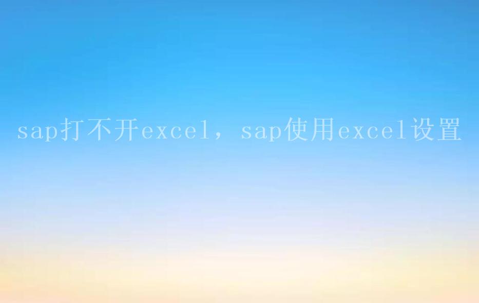 sap打不开excel，sap使用excel设置1