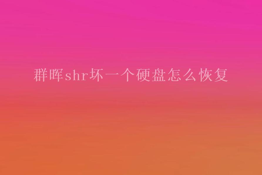 群晖shr坏一个硬盘怎么恢复2