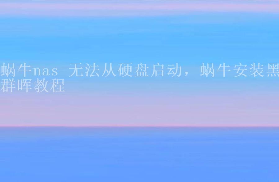 蜗牛nas 无法从硬盘启动，蜗牛安装黑群晖教程1