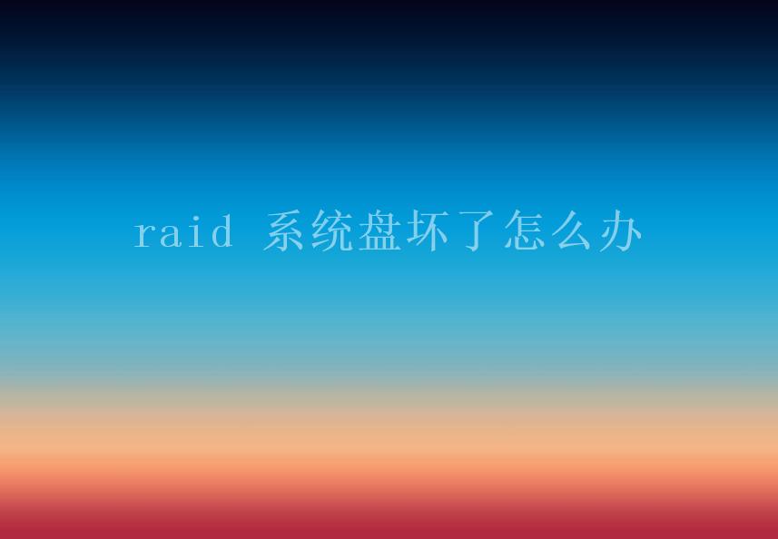 raid 系统盘坏了怎么办2